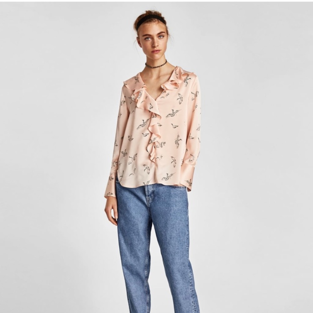 ZARA bird print blouse